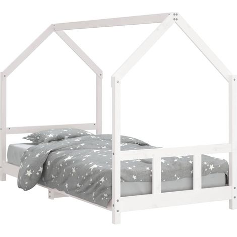 vidaXL Kinderbett Weiß 90x200 cm aus massivem Kiefernholz
