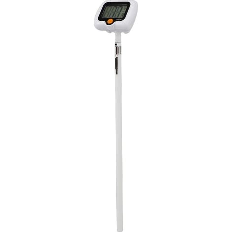 Thermomètre à bonbons numérique avec pince pour casserole, thermomètre à huile en acier inoxydable avec sonde rotative à 180° pour grillades, fritures, barbecues et cuisson des aliments (blanc). (1/5)