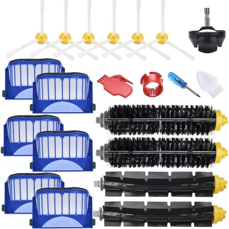 Pièces de rechange et accessoires compatibles avec tous les iRobot Roomba série 600 : 670, 665, 690, 692, 694, 671, 677, 650, 655, 614, 620 : brosse latérale principale, rouleau, filtre et roulette