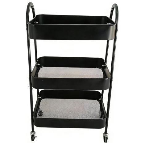 Carrello multiuso a 3 ripiani in acciaio al carbonio con ruote scorrevoli – Perfetto per organizzare casa, ufficio e officina. (1/5)