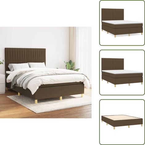 Boxspringbett mit Matratze Dunkelbraun 140x200 cm Stoff - Boxspringbett - Doppelbett - Bettenrahmen - Matratze - Nachttisch (1/5)