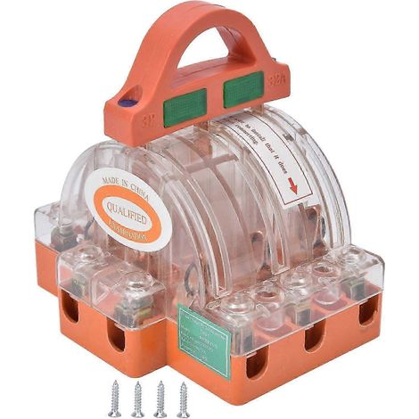 Interrupteur à couteau tripolaire 380 V CA 32 A avec indicateur LED, boîtier transparent en cuivre, interrupteur à couteau isolant à double direction, type intelligent. (1/5)