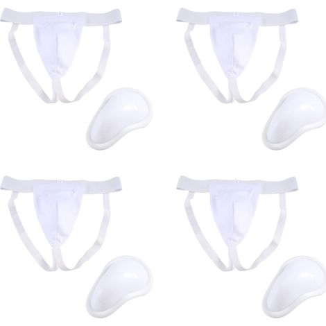 4X Aine Protector Cup Men, Kickboxing Muay Groin Guard, Ventilé Réglable, Fighting Training L (1/5)