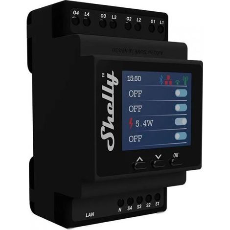 Shelly relè su guida din 4 uscite Wi-Fi Lan Bluetooth - SHELLY PRO 4PM PRO