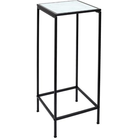 Paris Prix – Sellette en métal noir carrée 70cm – Plateau en verre trempé – Pour objets décoratifs – Design moderne pour intérieur (1/5)