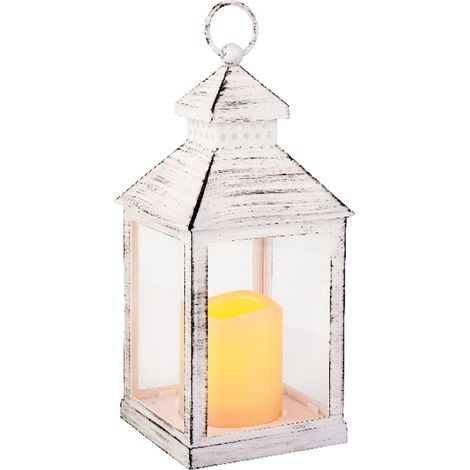 Lanterne luminose color Naturale in legno, decorazione per esterno -Bianco / Piccolo