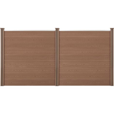 Recinzione in WPC per Giardino Staccionata Frangivista Alta 183 cm Lunga 357 cm Marrone NEU.HOLZ