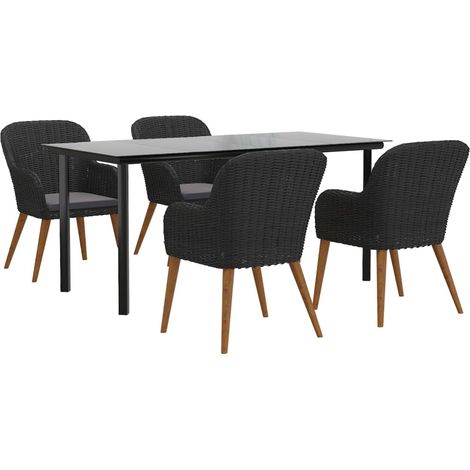 Set da pranzo da giardino mobili da esterno con cuscini 5 pezzi nero 020014164