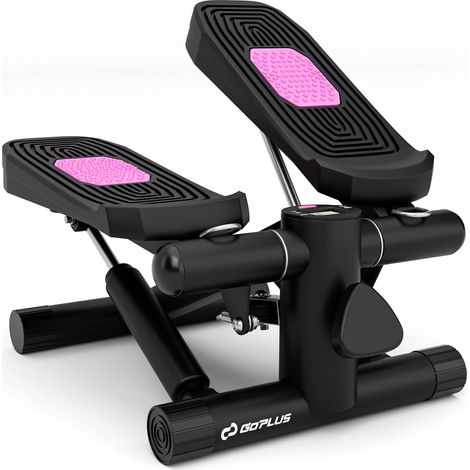 Mini Stepper with Resistance Bands and Adjustable Height for Exercise at Home-Black
