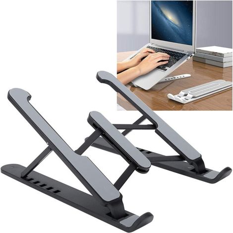 Support Pour Ordinateur Portable - Design Ouvert Avec Ventilation - Antidérapant En Silicone - Pliable Et Portable - 26 X 19,6 Cm - 1 Pièce (1/5)