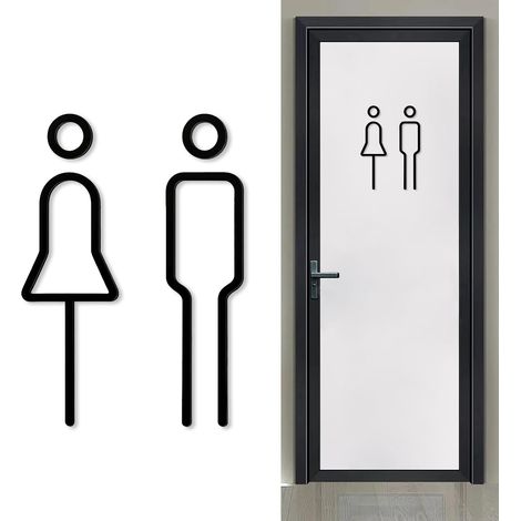 Signe Toilette pour Porte, Matériau Acrylique, Signe de Porte Salle de Bain, Étanche Durable, WC Signes Plaque de Toilette, Signes de Portes Salle de Bain, pour Portes de Toilettes (1/5)