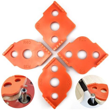 Set di 4 dime per fresatrice a raggio – Calibri angolari da R5 a R40 – Materiale ABS resistente alla corrosione – Per lavorazioni del legno di precisione