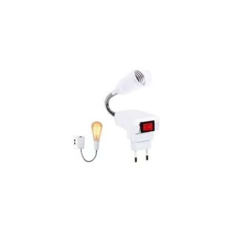Casquillo E27 con interruptor inalámbrico, portalámparas LED ajustable 360 grados para oficina, dormitorio, cocina, lámpara de pared, lámpara de lectura de mesilla (bombilla no incluida) - Crezuo (1/4)
