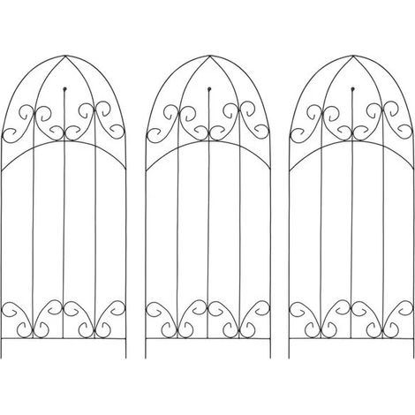 Ensemble de trois supports noirs pour plantes grimpantes, 40x100 cm, en fer. (1/5)