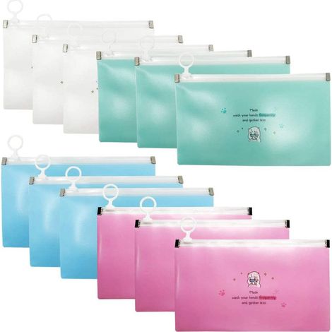 Étui de rangement pour masques faciaux 12 pièces, pochette mini voyage zippée, sac de transport portable. (1/5)
