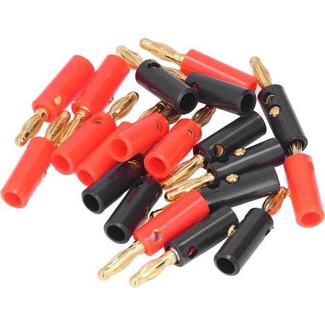 Connecteurs bananes KkvoGmle pour câble boxed, plaqués or, 4 mm, lot de 20, rouge/noir (1/5)