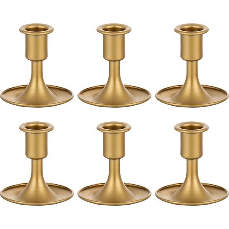 BRAVIX Lot de 6 Petite Bougeoirs Métal pour Bougies Pilier, Chandelier Bougeoir Doré Décoratif Supports de Bougie Classique Bougeoirs Coniques pour Les Mariages, Événements Spéciaux, Fêtes (1/4)