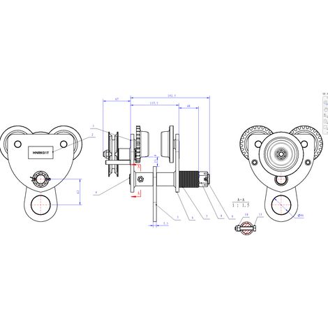 Mw Tools – Chariot porte-palans manuel 1 t – Entraînement par chaîne 2,9 m – Compatible poutres IPE, IPN, HEA – HNRKG1T