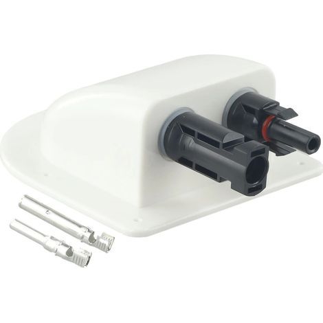 Lntyq Double presse-étoupe étanche solaire photovoltaïque en plastique - Connecteur de câble incurvé en ABS - Boîtier d'entrée de câble double pour panneaux solaires RV Caravane Bateau (2 (1/4)