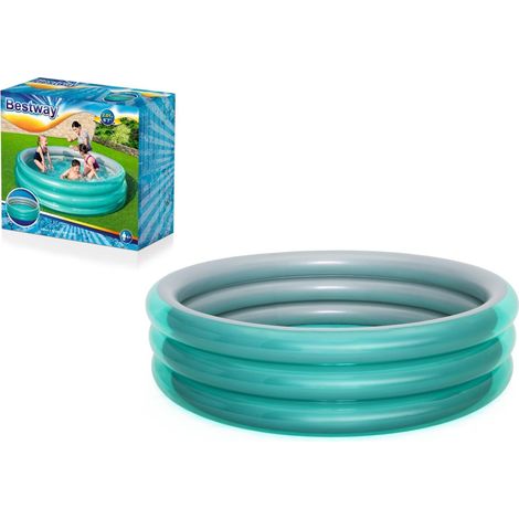 Piscine Gonflable pour Enfants +6 Ans Bestway Play Pool 201x53cm avec 3 Anneaux Gonflables Couleur Bleu Métallisé