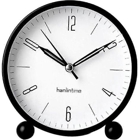 Réveil de bureau Hanlintime avec veilleuse, silencieux, à piles, noir-- (1/5)