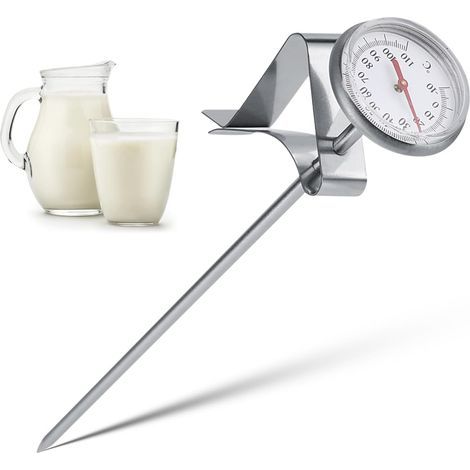 Thermomètre à Lait en Acier Inoxydable -10110 ℃, Accessoires de Cuisine Universel avec kit de Nettoyage pour Le lissage du café (1/5)