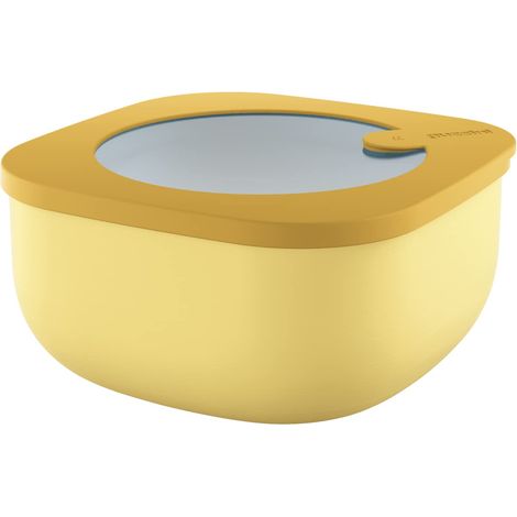 Guzzini Store&More Kitchen Active Design Contenitori Ermetici Bassi per Frigo/Freezer/ Microonde (M), 16 x 16 x 7.8 cm, Giallo (Ochre) (1/5)
