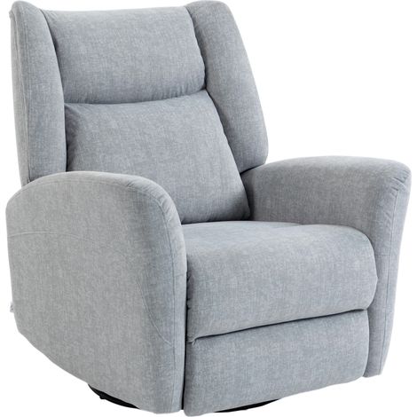 Fauteuil à bascule pivotant, tissu anti-rayures, assise large et profonde, gris clair, idéal pour le salon.