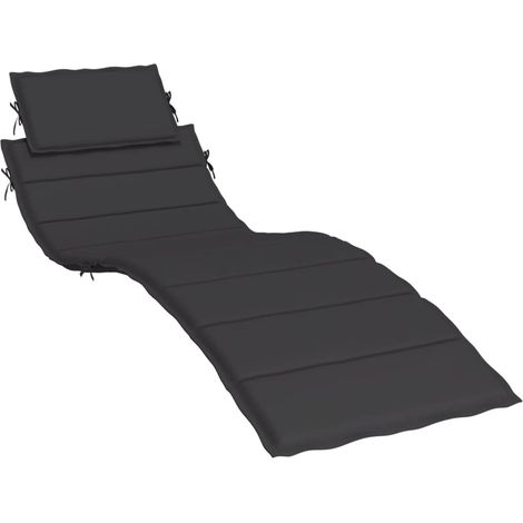 INLIFE Coussin de chaise longue Noir 186x58x3 cm (1/5)