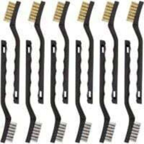 Set di 12 mini spazzole metalliche in acciaio inossidabile, spazzole per la pulizia in ottone per rimuovere scorie di saldatura, attrito e ruggine.