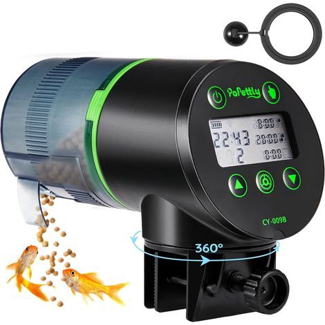 Fischfutterspender, 200 ml, LCD-Bildschirm, programmierbarer Timer, Aquarium/Schildkröten (1/5)