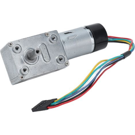 Moteur à engrenages à vis sans fin JGY-370 avec encodeur, arbre de sortie biaxial de 14 mm, 24 V CC (1/5)