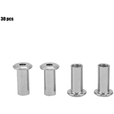 BUNTHAUS Écrous plats en fer plaqué nickel Écrous hexagonaux à tête ronde Manchons pour meubles (M822 30 pièces) (1/5)