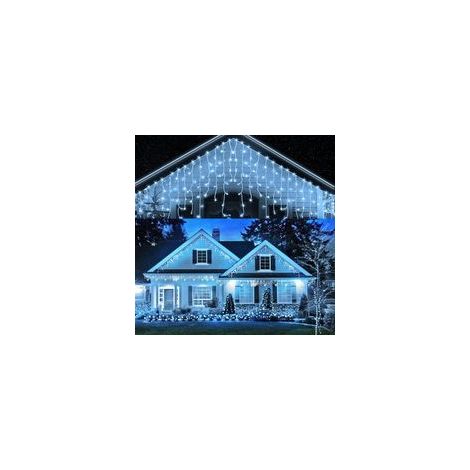 Luci a tenda per esterni, 4 m, 240 LED, 8 modalità, impermeabili IP44, per decorazioni natalizie, matrimoni, feste, camera da letto, balcone, giardino (bianco freddo) - Crezuo