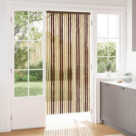 vidaXL Rideau anti-insectes en chenille Marron et beige 90 x 200 cm (1/5)
