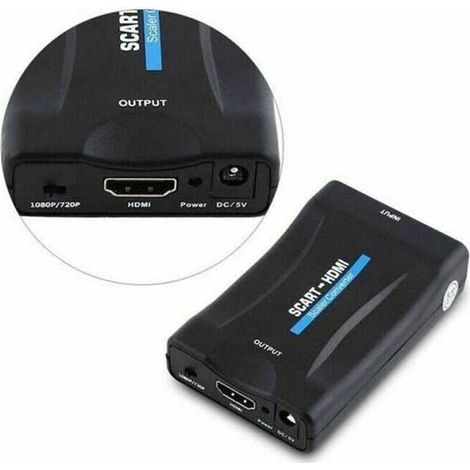 Convertisseur HDMI vers péritel adaptateur HDMI peritel Convertisseur vidéo péritel vers HDMI 1080P/720P Noir,de (1/4)