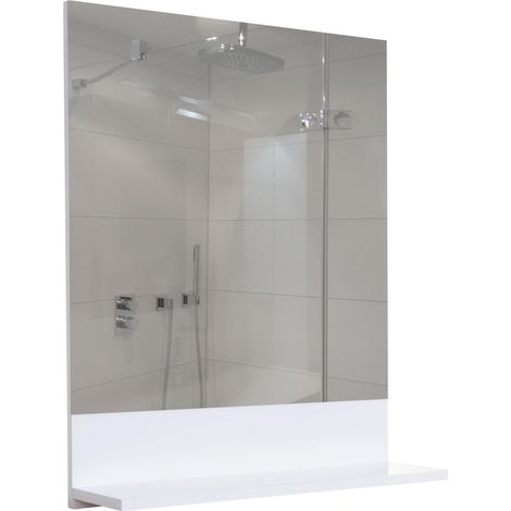 Wandspiegel mit Ablage HHG-616, Badspiegel Badezimmer, hochglanz 75x60cm weiß (1/5)