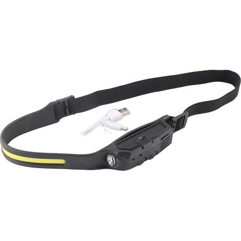 Casque LED rechargeable USB, 4 niveaux d'éclairage, double bouton de commande, matériau en gel de silice, détection intelligente COB, lampe frontale puissante.