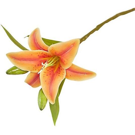 fleur artificielle charmante et décorative en plastique, lys artificielorange (1/5)