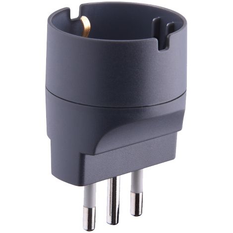 Adaptateur simple 10A 2P+T vers schuko noir classe de protection IP20