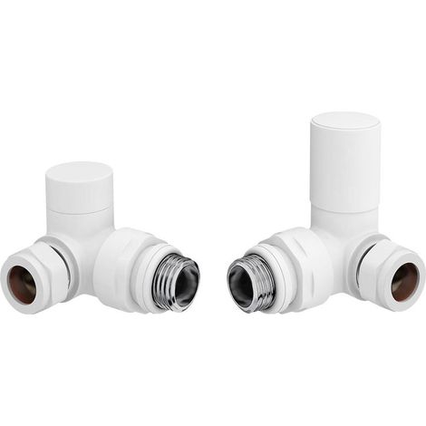 Signature Patterned Corner Radiator Valve Pair - White
