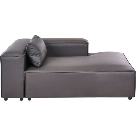 Left Hand Chaise Longue Black Fabric Modern Living Room BRANDE