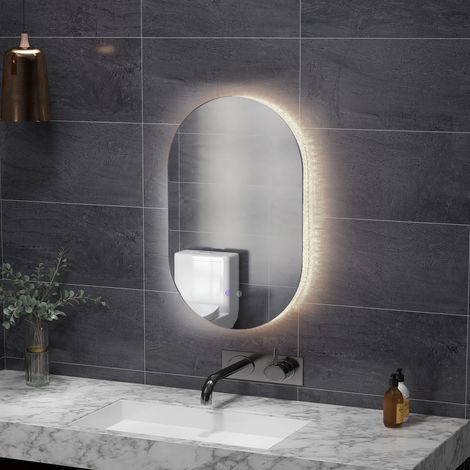 Miroir de salle de bain LED antibuée à luminosité réglable, verre et aluminium, 81 x 51 x 4,5 cm (1/5)