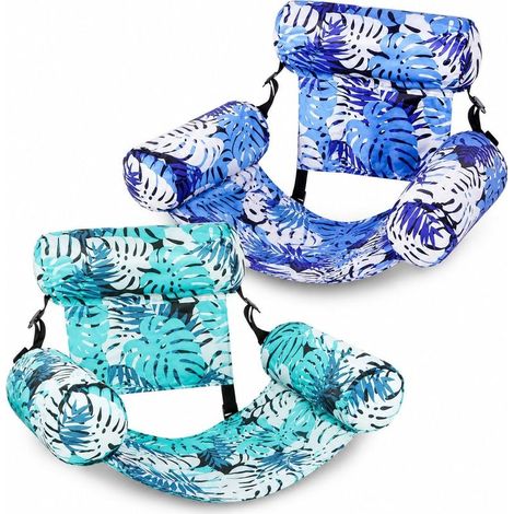Bouée Gonflable 4 en 1 pour Adulte, Hamac Flottant Géant avec Dossier, Matelas et Fauteuil de Plage Confortable pour Vacances et Piscine (1/5)