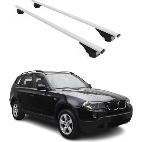 OMAC Dachträger Querträger für BMW X3 E83 2003-2010 – Abschließbar – Max. 75 kg – 2 Stangen Stahl Silber (1/5)