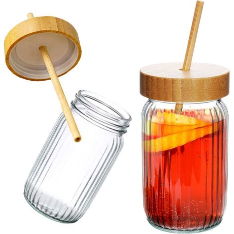 Becher/Krug für Getränke wie Wasser, Limonade und Saft mit Strohhalm (1/5)
