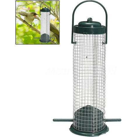 Mangeoire suspendue pour oiseaux sauvages, grille en plastique pour jardin extérieur, support de nourrissage pour oiseaux en extérieur.