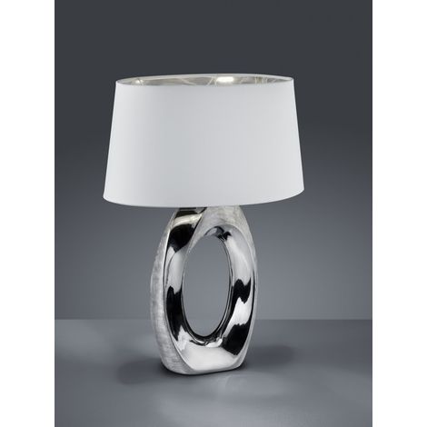 Lámpara de mesa moderna cerámica plateada Taba H52 cm Trio Lighting