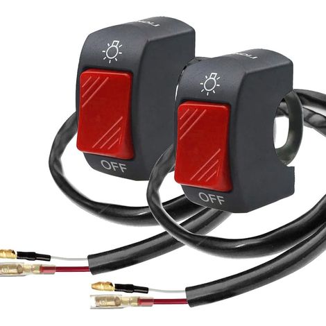 Juego de interruptores de manillar de motocicleta de 2 piezas con interruptor de botón pulsador, interruptor de palanca para manillar de motocicleta U5 U7 U2 scooter Moto-7/8 pulgadas 22 mm (rojo) (1/3)