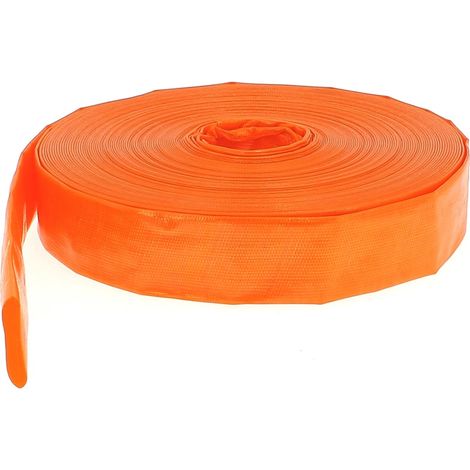 Huggy Tuyaux – Tuyau de refoulement plat 10 mètres – Ø 38 mm (1 1/2'') – Caoutchouc souple haute résistance – Pression max 4 bars – Couleur orange